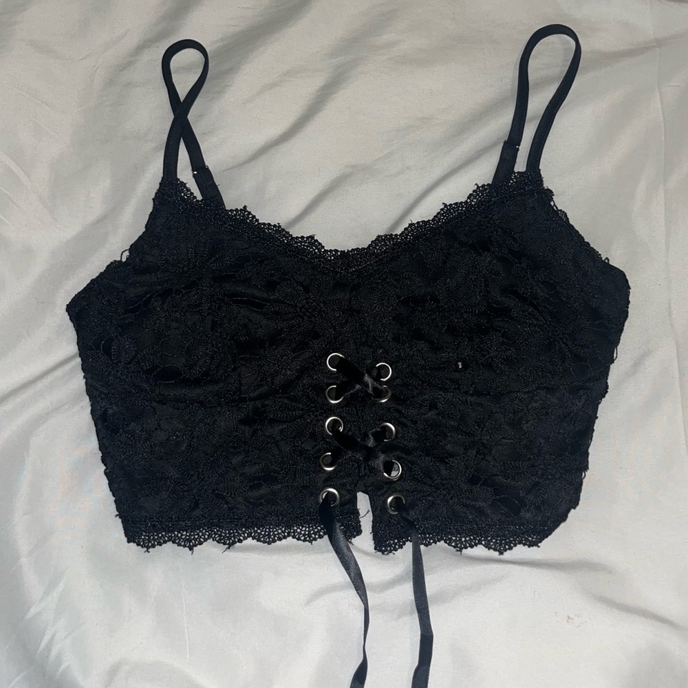 Black lace corset crop top